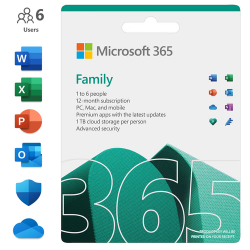 Microsoft 365 Family Subscription License Digital Download - 6 Users - 1 Year 