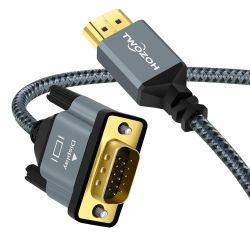 HDMI to VGA Cable 5ft Nylon Braided & Gold-Plated Support 1080P/60HZ